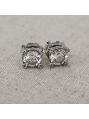 Judith Ripka Round CZ 925 Sterling Silver Stud Earrings